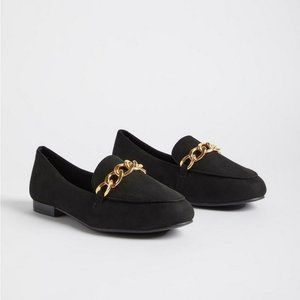 Chain Loafer - Faux Suede Black